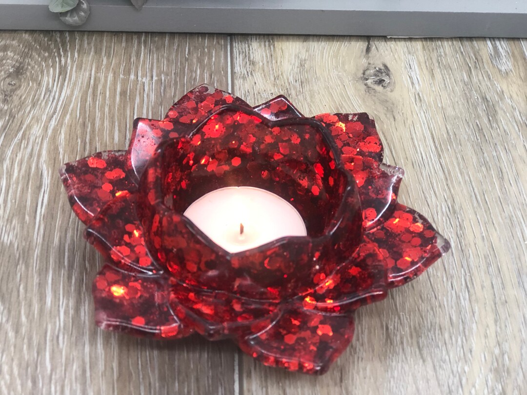 Resin Lotus Flower Tea Light Candle Holders Free Shipping Etsy