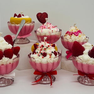 Strawberry Candle- Strawberry cheesecake candle- strawberry Shortcake candles- mini dessert candles- 5 oz candle- food candle