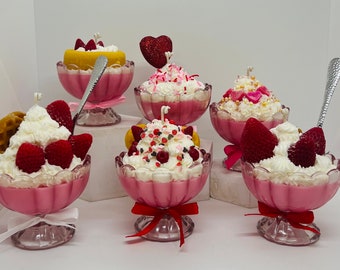 Strawberry Candle- Strawberry cheesecake candle- strawberry Shortcake candles- mini dessert candles- 5 oz candle- food candle