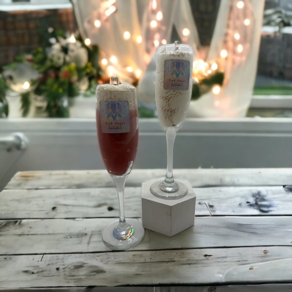 Dessert candle- champagne candle- Pink sugar candle-champagne glass- bridal shower candle- birthday candle