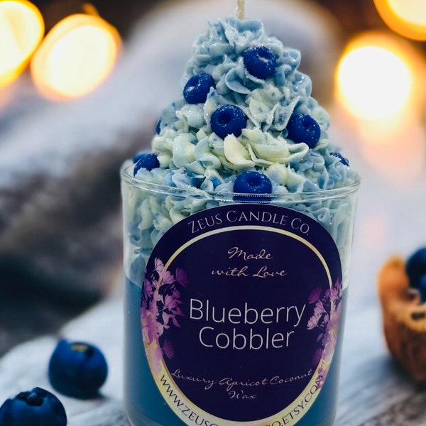 Blueberry Candle- Blueberry Cobbler candle- Blueberry Cheesecake candles- dessert candles- candle decor- Blue candle