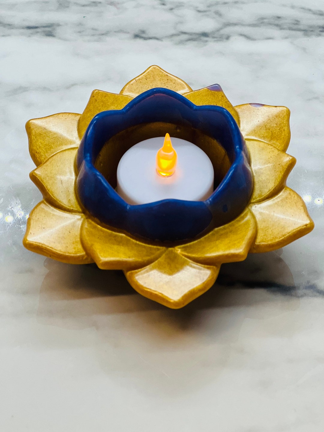 Lotus Flower Tea Light Candle Holder Votive Candle Holder Etsy