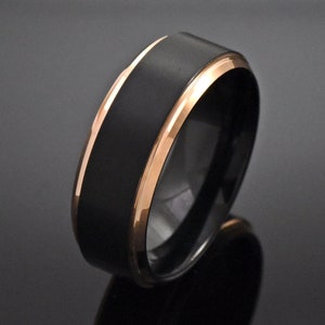 Unique Wedding Ring, Rings for Men, Promise Ring for Men, Black and Gold Tungsten Wedding Band Men, Men Wedding Band Tungsten, Custom Ring