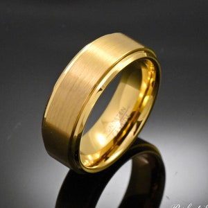 Men&#39;s Gold Tungsten Wedding Ring, Gold Tungsten Wedding Band, Tungsten Band, Men&#39;s Tungsten Ring, Tungsten Carbide Ring, Men & Women, Gift