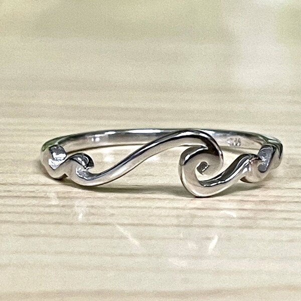 Trendy Seawaves Plain Ring | Solid 925 Sterling Silver Beach Lover Stackable Ring | Womens Silver Ring | Trendy | Surfer Waves Jewelry