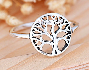Circle Tree of Life Ring | Solid 925 Sterling Silver Celtic Tree Cut Out Ring | Trendy | Women's Silver Ring | Nature Inspired Jewelry