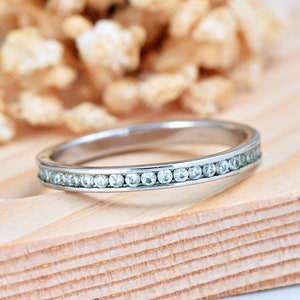 Eternity CZ Ring | Solid 925 Sterling Silver Cubic Zirconia Eternity Stackable Ring | Womens Silver Ring | Anniversary Gift for Her
