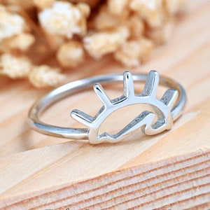 Wave Sunset Beach Ring | Solid 925 Sterling Silver Plain Sunset Dainty Ring | Womens Silver Wave Ring | Trendy Beach Ring | Gift for Surfers