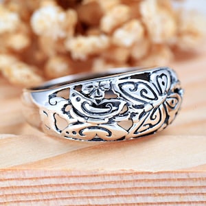 Filigree Style Butterfly Cut Out Ring | Solid 925 Sterling Silver Ring | Womens Silver Ring | Fashion Trendy Ring | Women&#39;s Gift