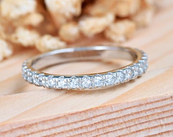 Pave Eternity Band CZ Ring | Solid 925 Sterling Silver Cubic Zirconia Eternity Wedding Ring | Womens Silver Ring | Trendy | Engagement
