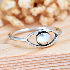 Evil Eye Statement Ring | Solid 925 Sterling Silver Eye Protection Symbol Ring | Womens Silver Ring | Eye Ring | Cutout Ring