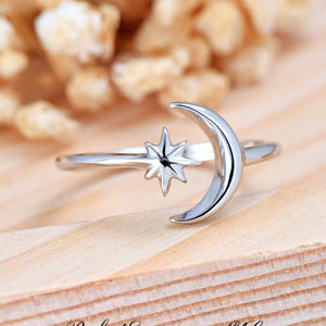 Moon Star .925 Sterling Silver Toe Ring - Cute Fashion Band, Sizes 2-12, Hypoallergenic