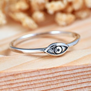 Eye Stacking Ring | Solid 925 Sterling Silver Eye Stacking Ring | Womens Silver Ring | Trendy | Eye Protection Ring