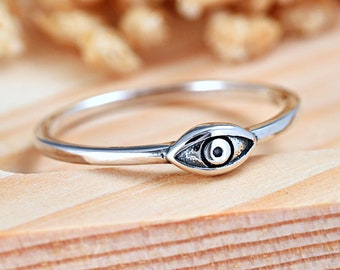 Eye Stacking Ring | Solid 925 Sterling Silver Eye Stacking Ring | Womens Silver Ring | Trendy | Eye Protection Ring