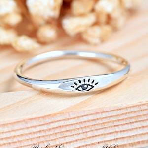 Eye Dainty Stackable Ring | Solid 925 Sterling Silver Protection Symbol Ring | Womens Silver Ring | Trendy | Eye Amulet Jewelry