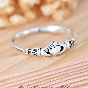 Celtic Claddagh Ring | Solid 925 Sterling Silver Celtic Claddagh Ring | Womens Silver Ring | Trendy | Petite Claddagh Stackable Ring