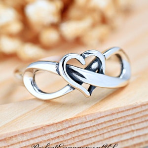 Infinite Love Heart Plain Ring | Solid 925 Sterling Silver Infinity Promise Ring | Womens Silver Ring | Trendy | Romantic Gift for Lovers