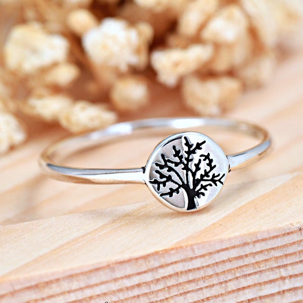 Tree of Life Stackable Ring for Her | Solid 925 Sterling Silver Ring | Trendy | Womens Silver Ring | Tree Jewelry | Nature Inspired Jewelry