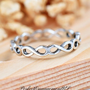 Infinity Rows Stackable Ring | Solid 925 Sterling Silver Infinity Symbol Ring | Womens Silver Ring | Trendy | Minimalist | For Her