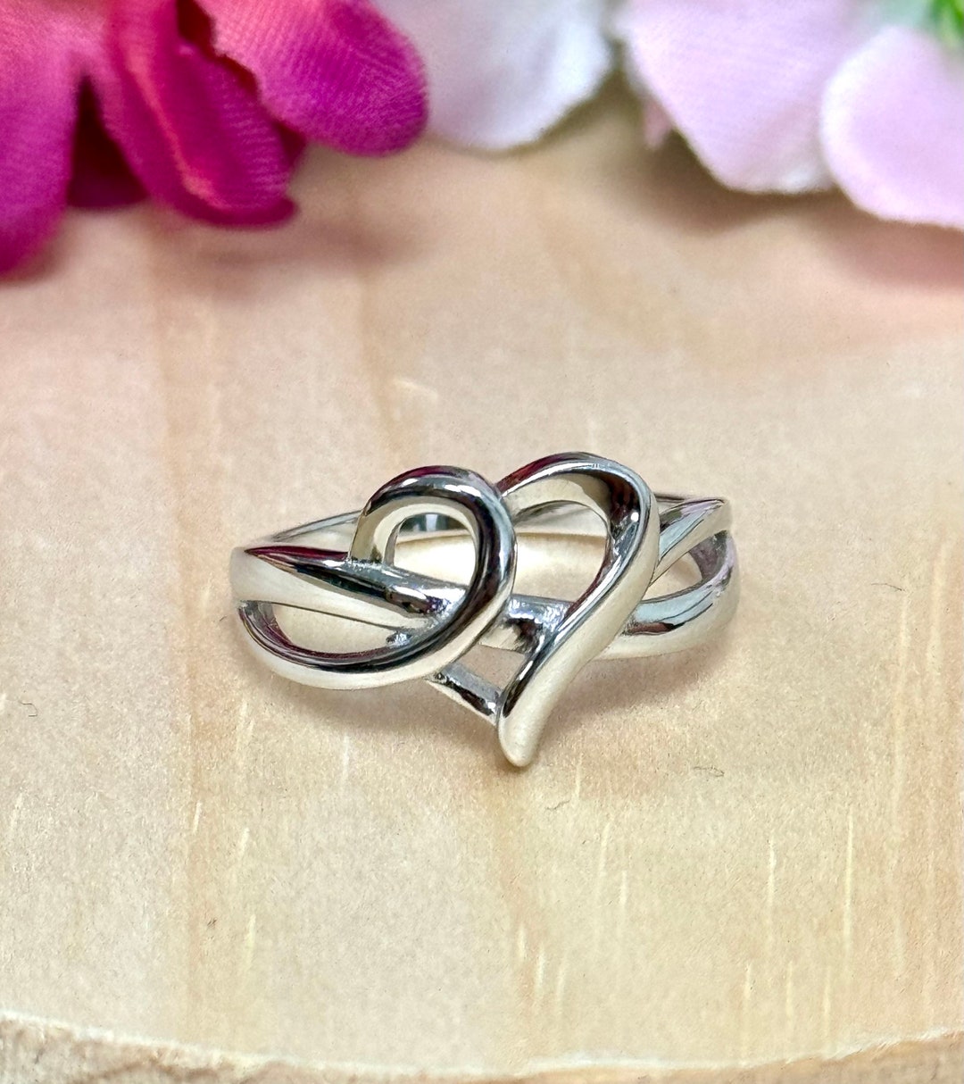 HEART RING Sizes O 925 Sterling SILVER 12mm Ladies Love Valentine