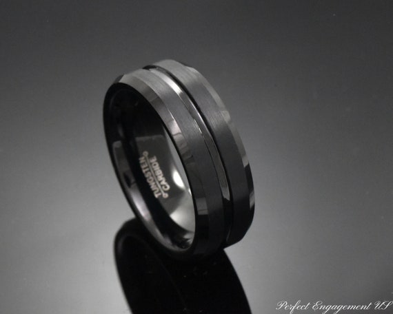 6mm Matte Black Tungsten Carbide Wedding Band Ring – Men's Or Ladies, Pipe Cut, US Made
