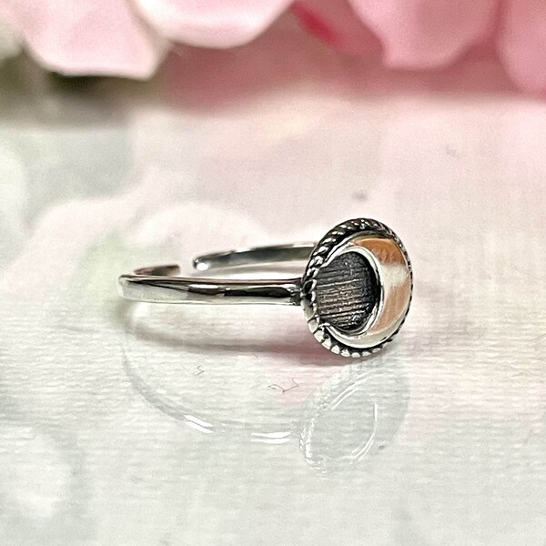 Half Moon Antique Toe Ring | Solid 925 Sterling Silver Moon Toe Band | Womens Silver Toe Ring | Trendy | For Girls Teens | Mothers Day