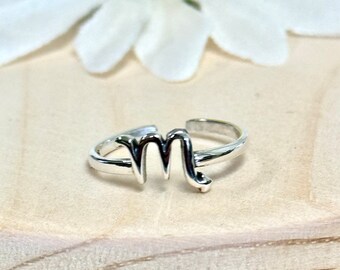 Adjustable Scorpio Zodiac Sign Toe Ring | Solid 925 Sterling Silver Astrology Toe Band | Women's Toe Rings | Trendy | Birthday Gift for Her