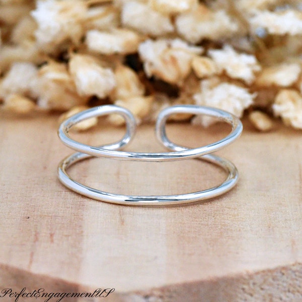 Delicate Open Design Ring | Solid 925 Sterling Silver Petite Midi Rings | Womens Silver Ring | Trendy | Minimalist Ring for Teens, Girls