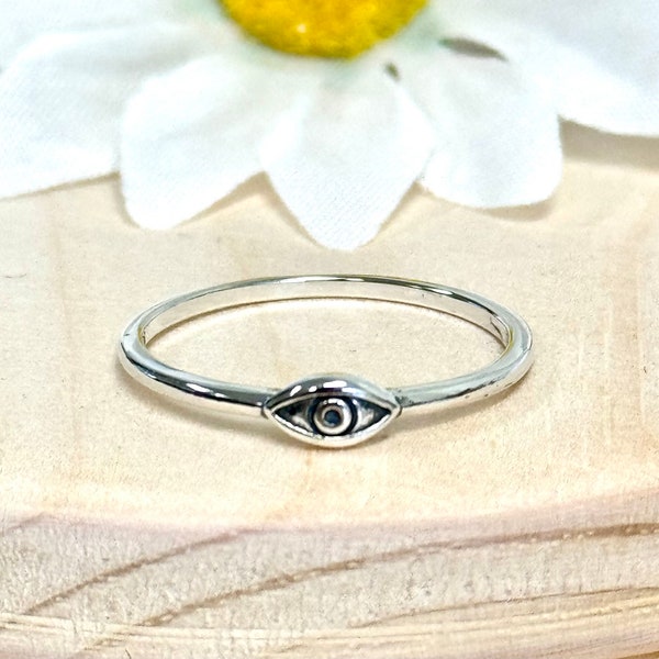 Eye Stacking Ring | Solid 925 Sterling Silver Eye Stacking Ring | Womens Silver Ring | Trendy | Eye Protection Ring