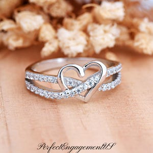 Infinity Heart CZ Ring  | Solid 925 Sterling Silver Love Promise CZ Ring | Womens Silver Ring | Trendy | Engagement Heart CZ Ring