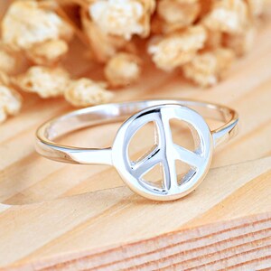 Peace Symbol Stackable Ring | Solid 925 Sterling Silver Peace Sign Ring | Trendy | Womens Silver Ring | Peace Symbol Jewelry | Minimalist