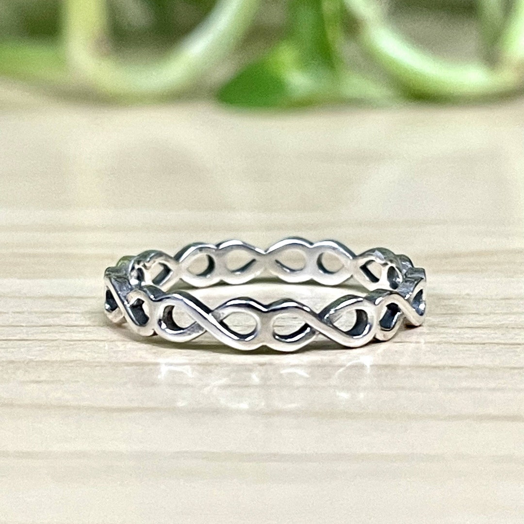 Infinity Rows Stackable Ring Solid 925 Sterling Silver - Etsy