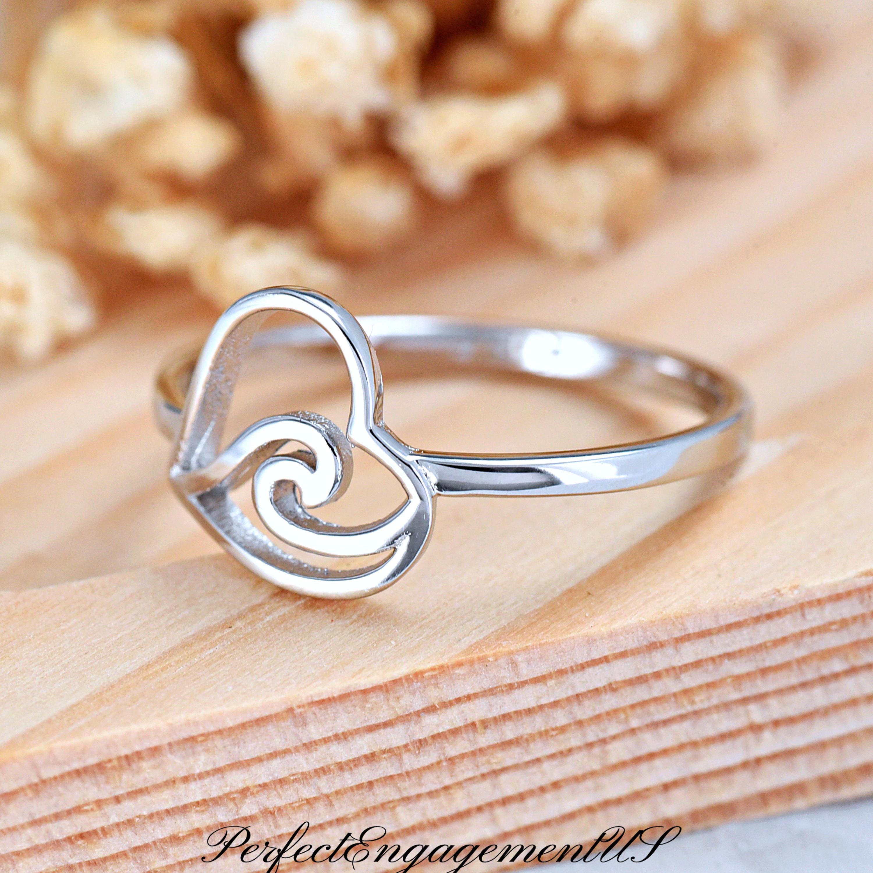 SILVER925 HEART MOTIF DESIGN RING/リング Wave in Heart Ring | Solid 925 Sterling Silver Heart Ocean Waves