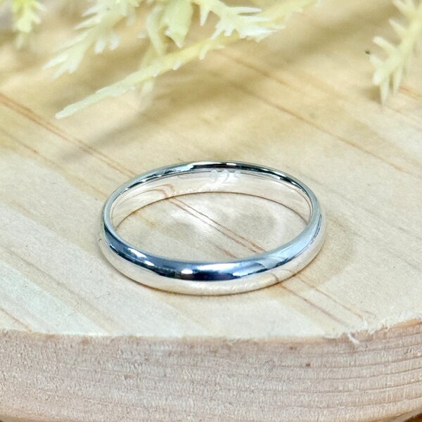 Plain Minimalist Wedding Band | Solid 925 Sterling Silver Polished Wedding Ring | Unisex Silver Ring | Trendy | Simple Promise Rings