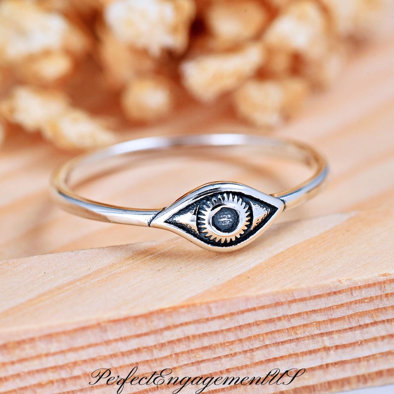 Eye Ring | Solid 925 Sterling Silver Eye Stacking Ring | Women's Silver ...