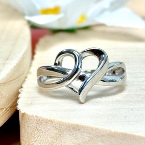 Elegant Heart Promise Ring | Solid 925 Sterling Silver Heart Ring ...
