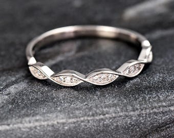 Oval Twisted CZ Half Eternity Ring | Solid 925 Sterling Silver CZ Eternity Stackable Ring | Women's Silver Ring | Gift for Her
