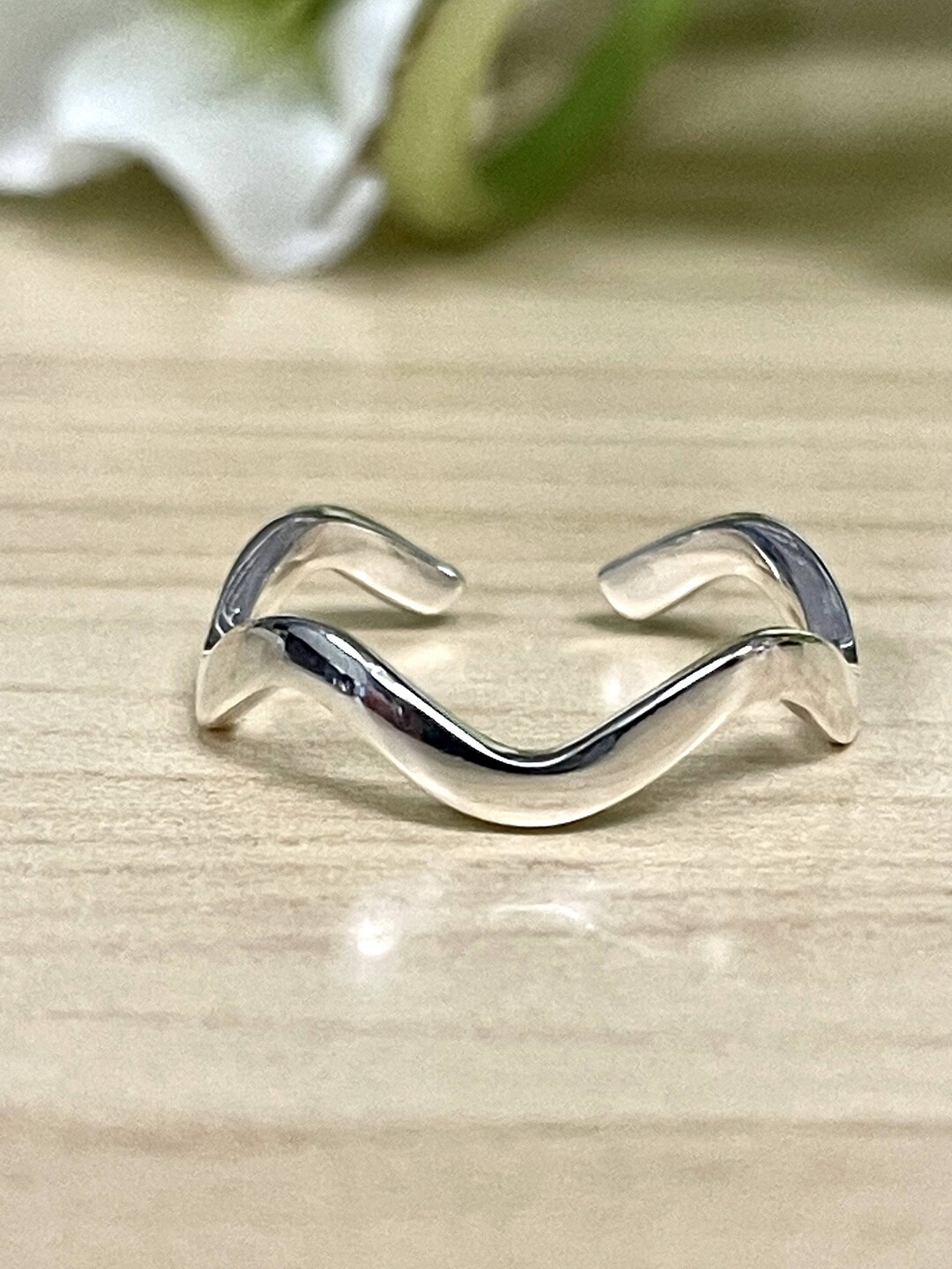 Unique Wave Toe Ring Solid 925 Sterling Silver Plain Wave Toe Band