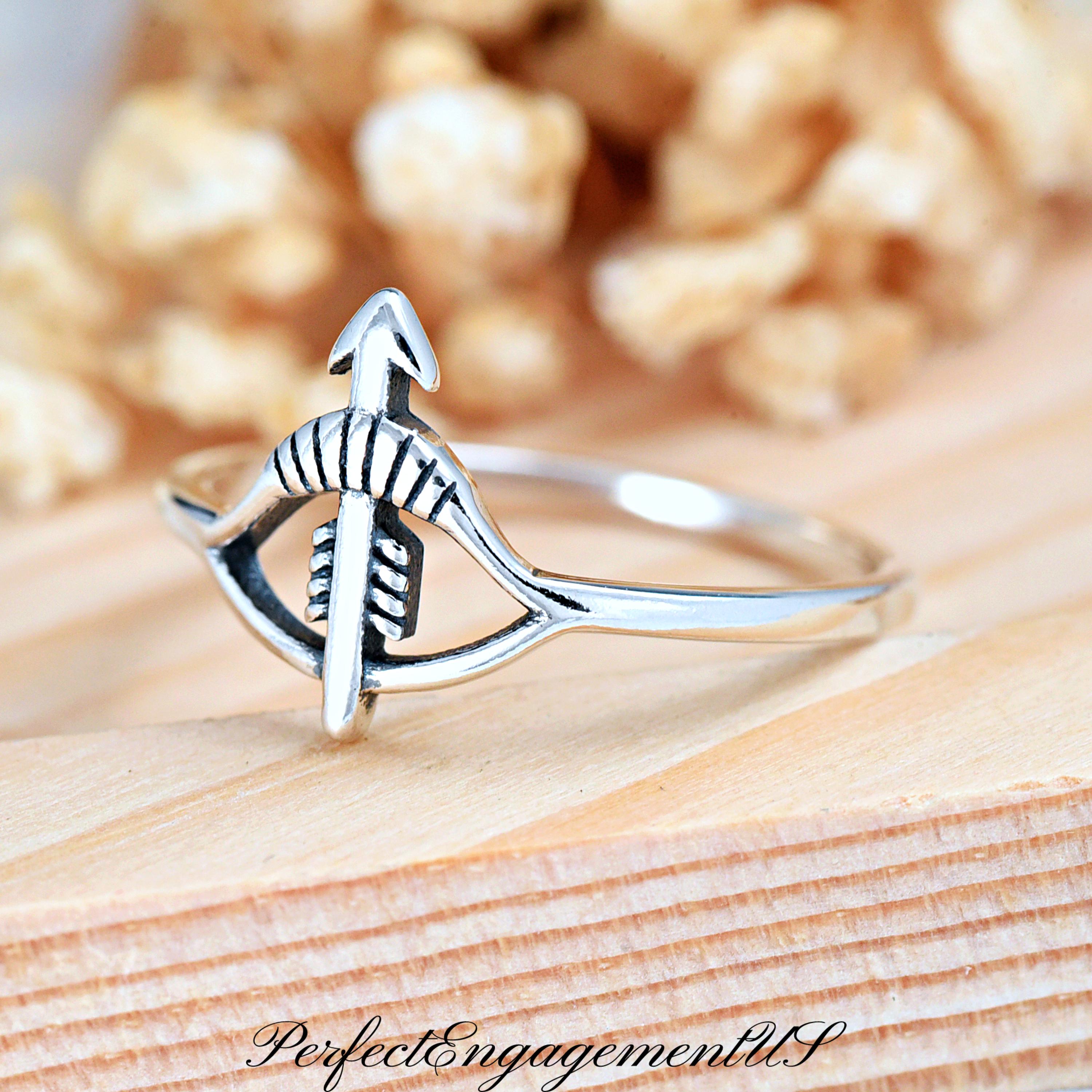 Bow & Arrow Ring | Solid 925 Sterling Silver Arrow Ring | Womens