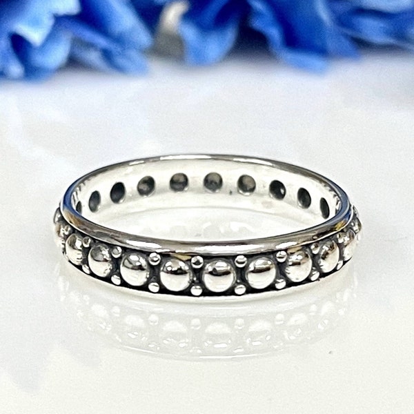 Beaded Bali Stackable Ring | Solid 925 Sterling Silver Balinese Ring | Womens Silver Ring | Trendy | Minimalist | Balinese Jewelry