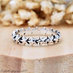 Stars Eternity Stackable Ring | Solid 925 Sterling Silver Stars Eternal Ring | Womens Silver Ring | Trendy | Celestial Stacking Jewelry