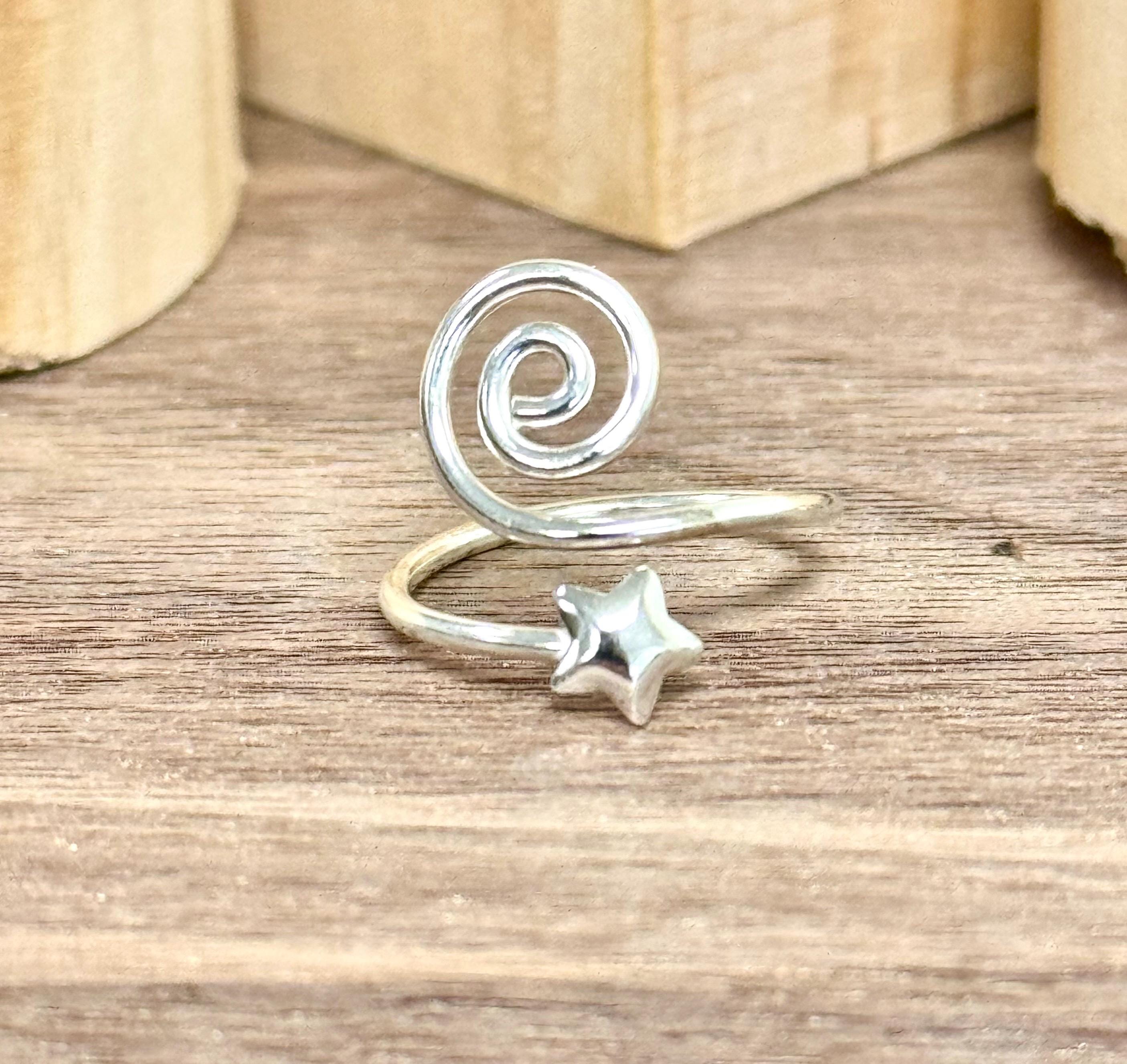 Spiral Star Toe Ring for Her | Solid 925 Sterling Silver Women ...