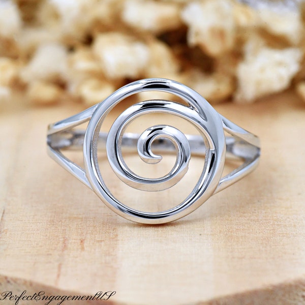 Spiral Statement Ring | Solid 925 Sterling Silver Ring | Womens Silver Swirl Ring | Trendy | Unique Jewelry Gifts