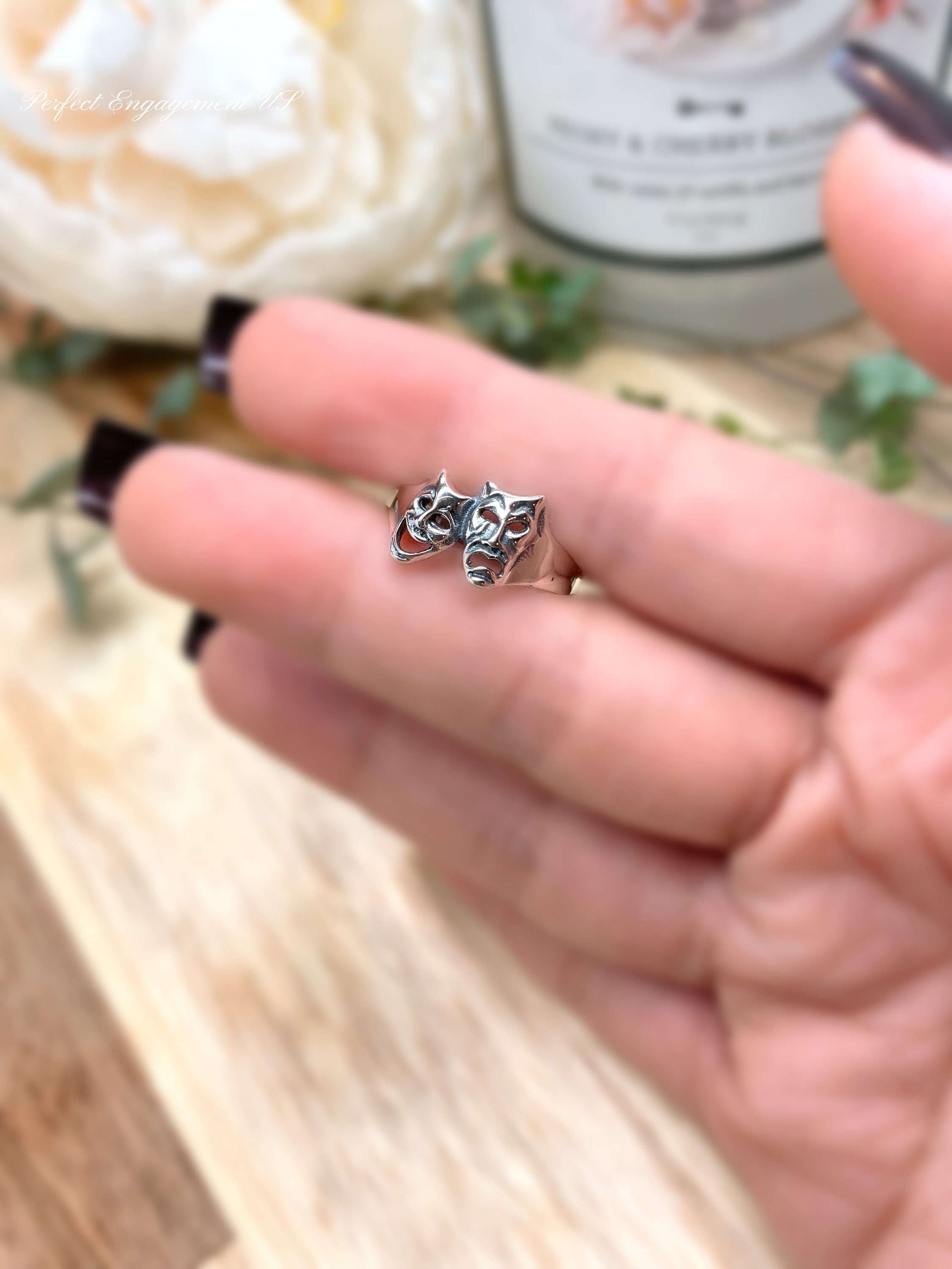 Smile Now Cry Later Oxidized Ring | Solid 925 Sterling Silver 