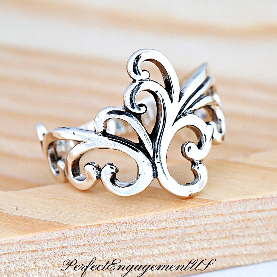 Synergy Trading .925 Sterling Silver Filigree Wave Midi Ring – Band Sizes 4-10