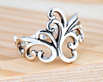 Filigree Freeform Ring | Solid 925 Sterling Silver Delicate Unique Filigree Ring | Women's Silver Boho Filigree Ring | Trendy Fashion Ring