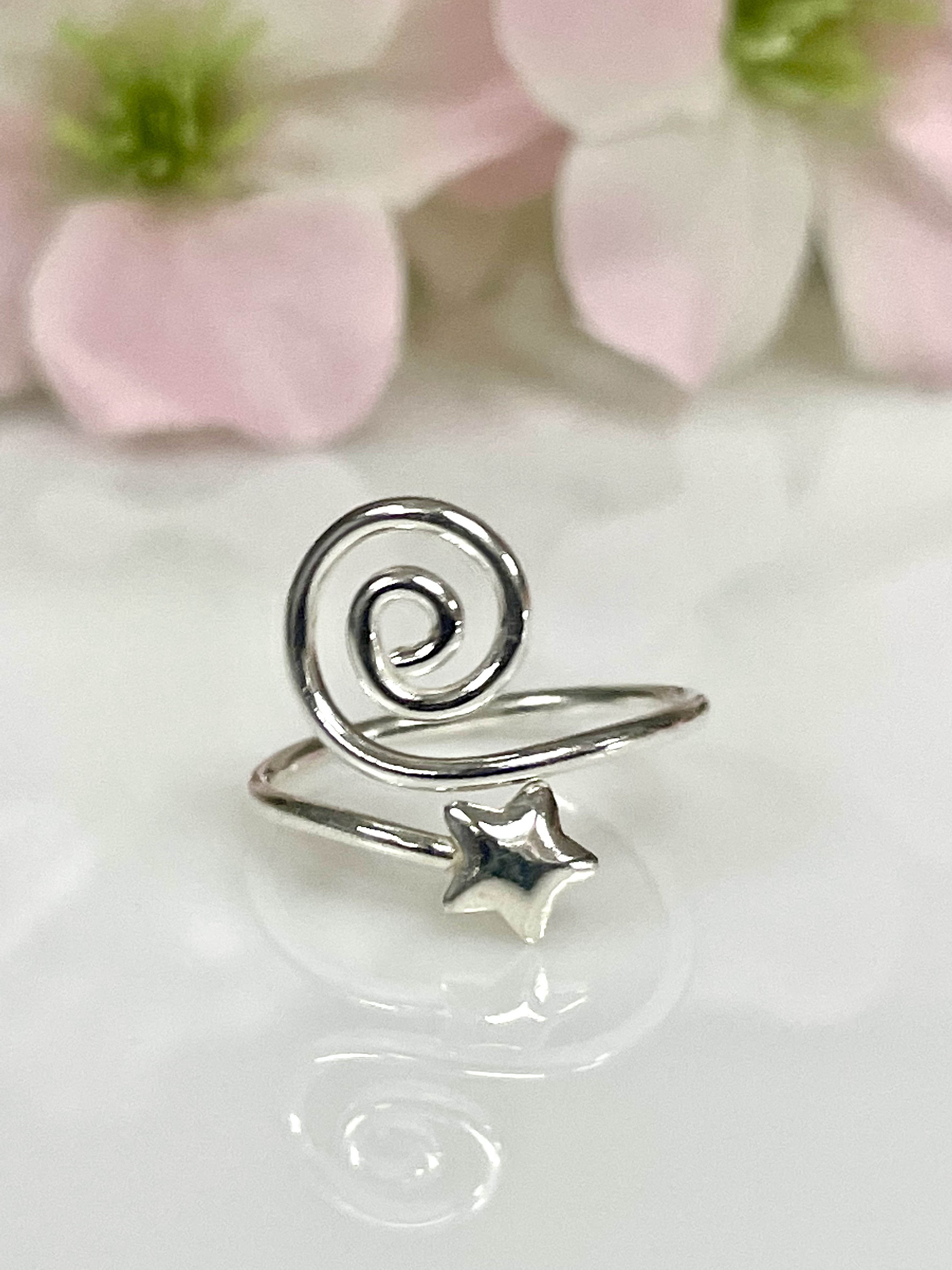 Spiral Star Toe Ring for Her | Solid 925 Sterling Silver Women ...