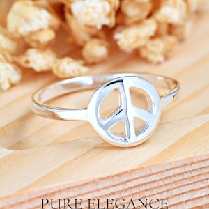 Peace Symbol Stackable Ring | Solid 925 Sterling Silver Peace Sign Ring | Trendy | Womens Silver Ring | Peace Symbol Jewelry | Minimalist