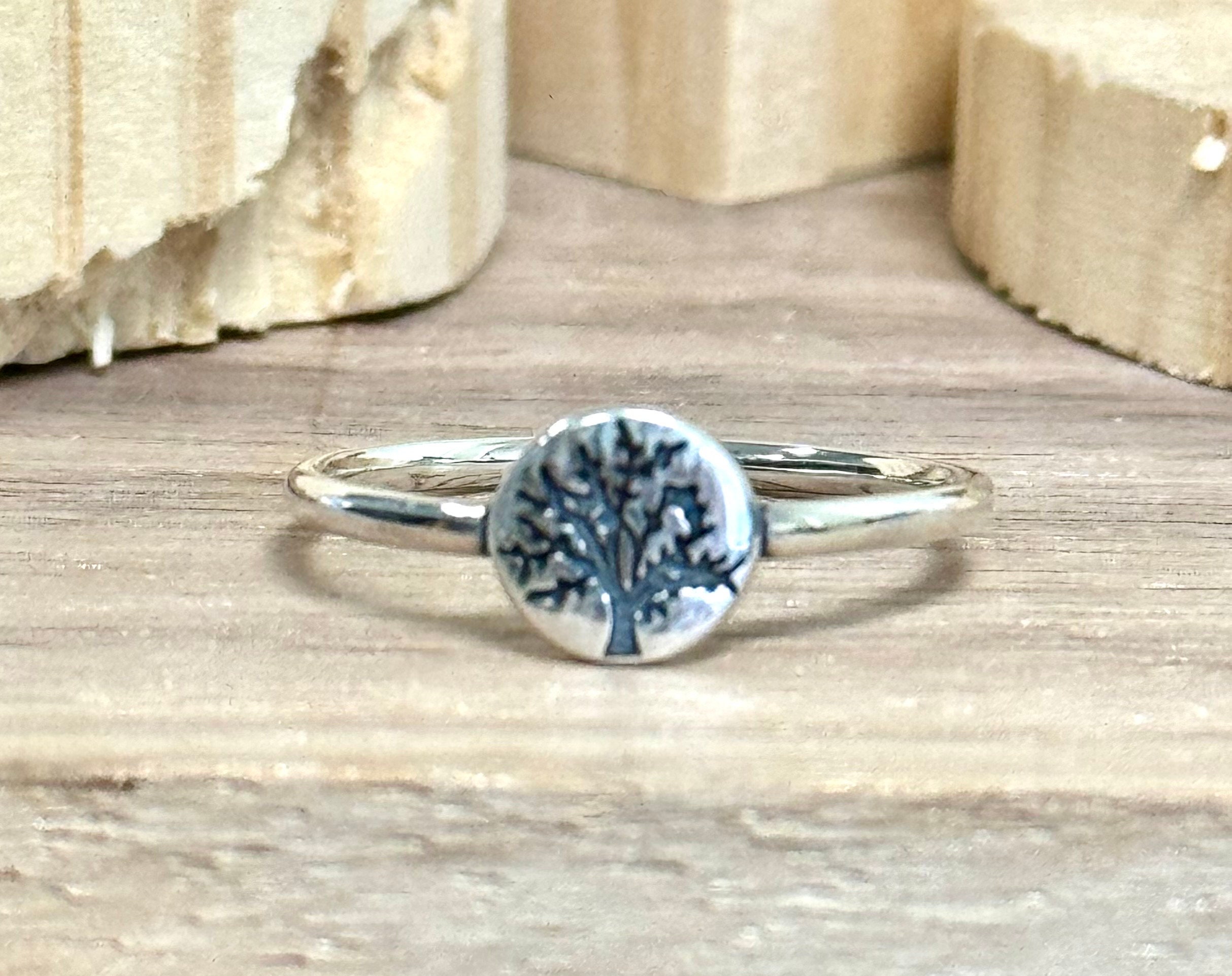 Tree of Life Stackable Ring for Her | Solid 925 Sterling Silver Ring ...