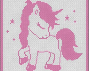 Sleepy Unicorn Mini C2C Graphgan Pattern - Instant Download